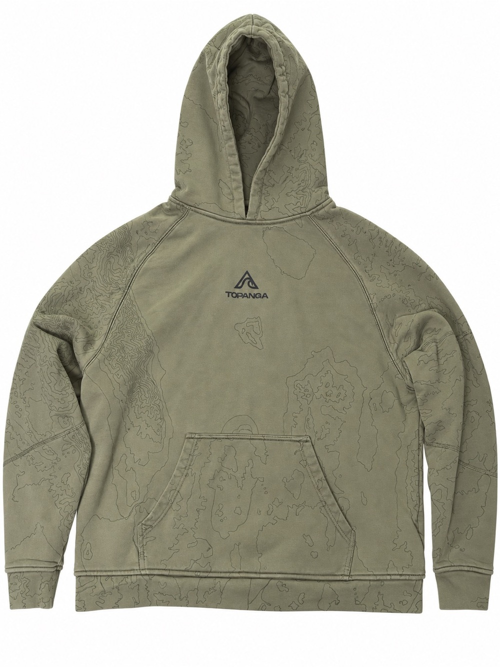 Topanga Men’s L Heavyweight Topography Green Pullover Hoodie 100% Cotton